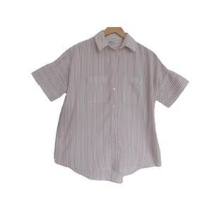 Madewell blouse embroidered stripes short sleeve multicolor oversized size XS